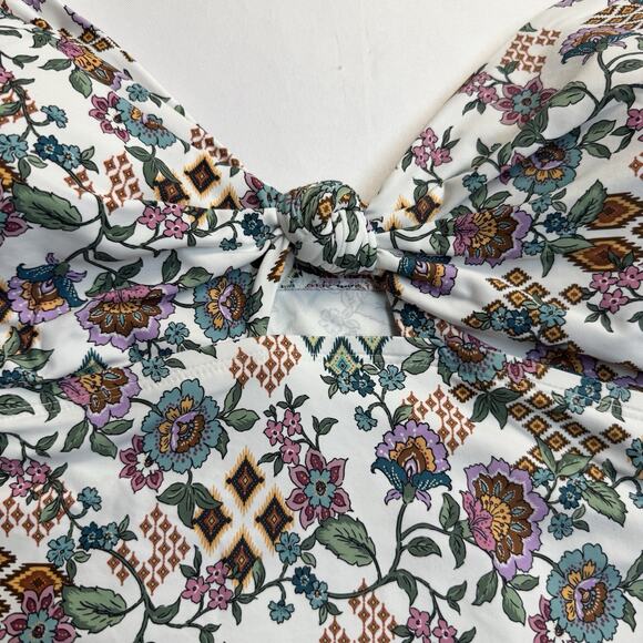 Freshwater Cutout Tankini Top Juniors Plus Size 2X Boho Babe Floral Print - Picture 4 of 11